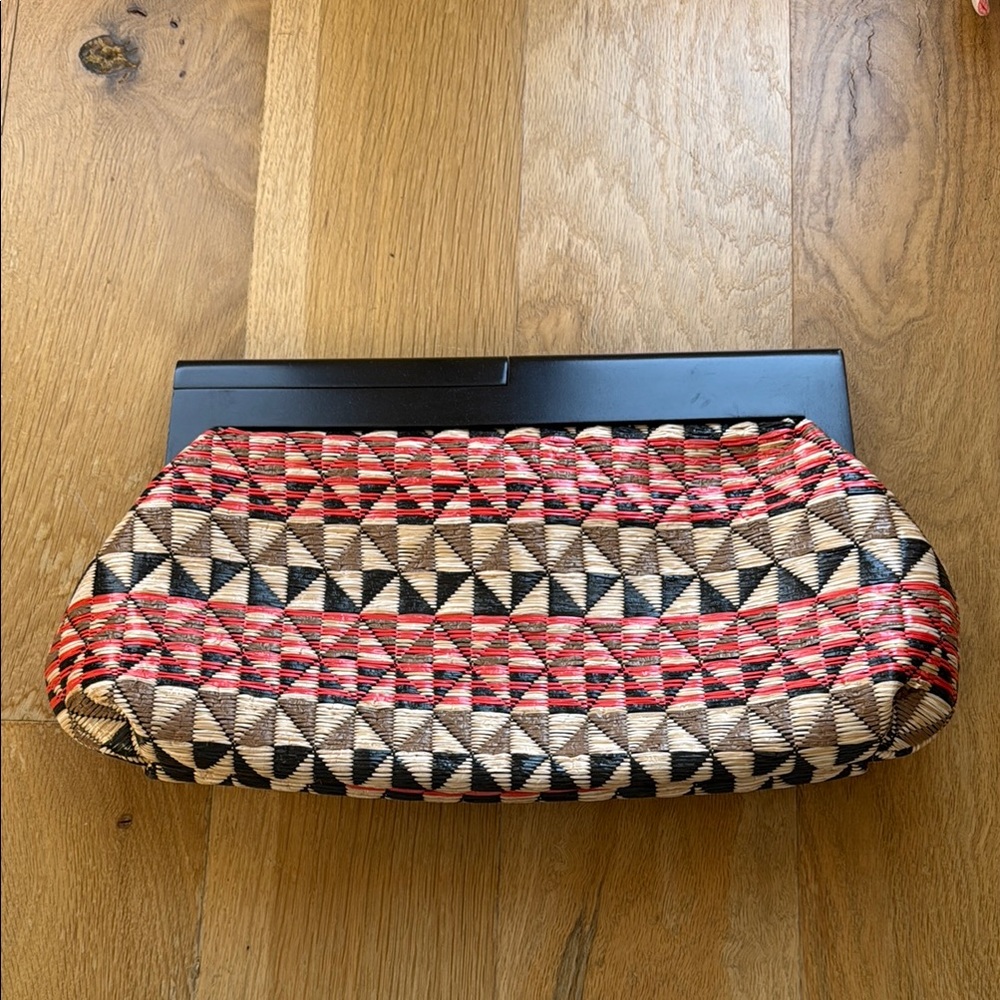 Nine West Red and Black Geometric Clutch
